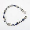 Picture of AXION Men's Woven Light & Dark Blue Silk Chord Bracelet with Greek Key Sterling Silver Links