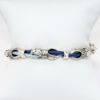 Picture of AXION Men's Woven Light & Dark Blue Silk Chord Bracelet with Greek Key Sterling Silver Links