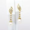 Picture of 14k Yellow Gold, Diamond and Pearl Dangle Earrings 