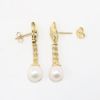 Picture of 14k Yellow Gold, Diamond and Pearl Dangle Earrings 