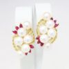 Picture of 14k Yellow Gold, Pearl and Ruby Cluster Earrings