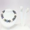 Picture of Black & White South Seas Pearl Necklace and Earring Set with White Gold & Diamond Clasp