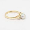 Picture of 14k Yellow Gold, Light Gray-Green Pearl and Diamond Ring