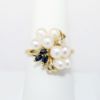 Picture of 14k Yellow Gold, White Pearl, Diamond, and Sapphire Cluster Ring