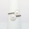 Picture of 10k White Gold & Pearl Bypass Ring with Diamond Accents 