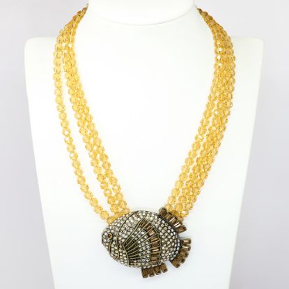 Picture of Heidi Daus 'Gone Fishing' Golden Triple Strand & Pavé Set Crystal Fish Necklace
