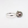 Picture of 14k White Gold & Black South Sea Pearl Modern Ring with Diamond Accents