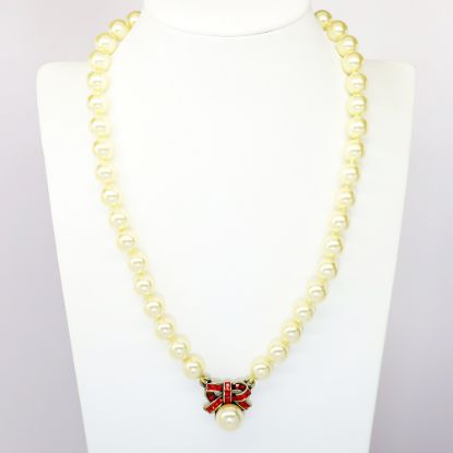 Picture of Heidi Daus 'Exquisite Harmony' Faux Pearl & Red Crystal Bow Necklace