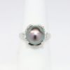 Picture of Platinum & Gray Pearl Ring with Diamond Accents