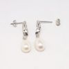 Picture of Vintage Inspired 14k White Gold & Diamond Earrings with Pearl Drops