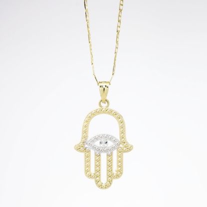 Picture of 14k Two-Tone Gold Hamsa Pendant Necklace