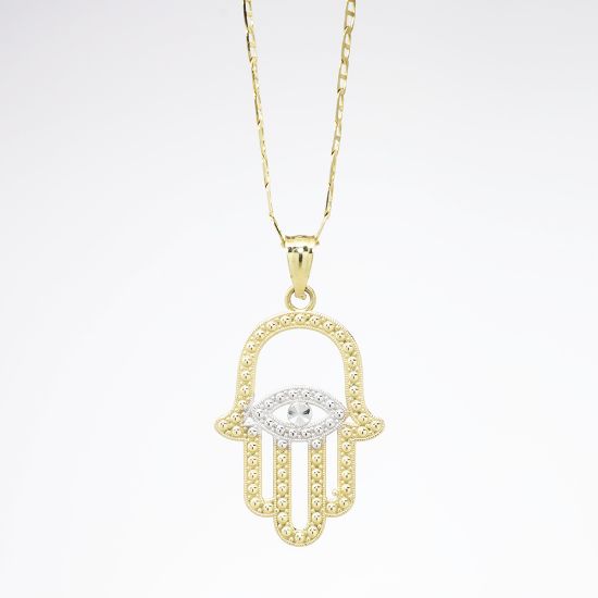 Picture of 14k Two-Tone Gold Hamsa Pendant Necklace