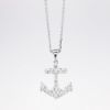 Picture of 14k White Gold & 0.36ct Diamond Anchor Pendant Necklace