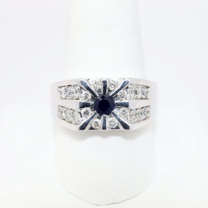 Picture of 14k White Gold, Sapphire & Diamond Men's Ring