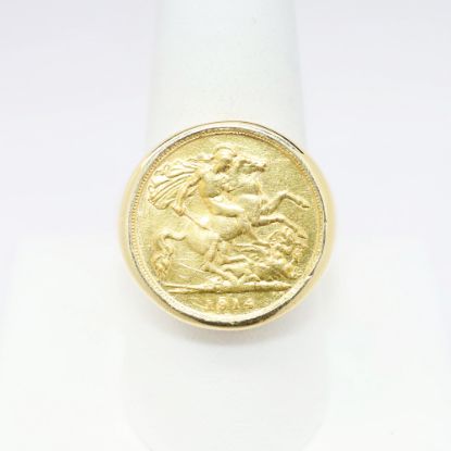 Picture of Men's 14k Yellow Gold Sovereign Coin Ring