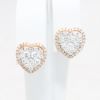 Picture of 14k Rose Gold & 2.00ct Diamond Cluster Heart Earrings