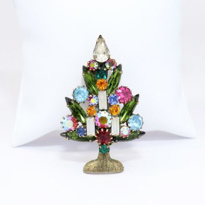 Picture of Vintage 1960's Signed Weiss Rhinestone Christmas Tree Brooch