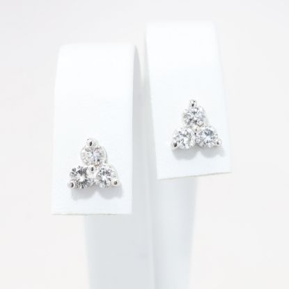 Picture of 14k White Gold & 0.66ct Triple Diamond Stud Earrings