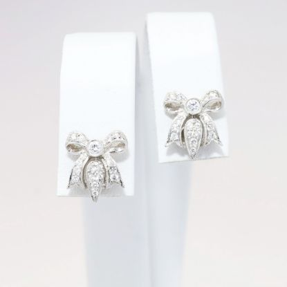 Picture of 18k White Gold & Diamond Bow Stud Earrings