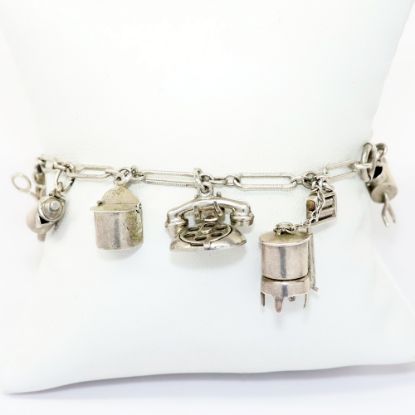 Picture of Vintage 1950's Sterling Silver Mechanical Household Items Charm Bracelet