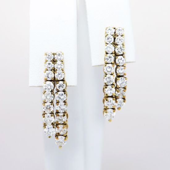 Picture of 14k Yellow Gold & Graduated Diamonds Drop Earrings