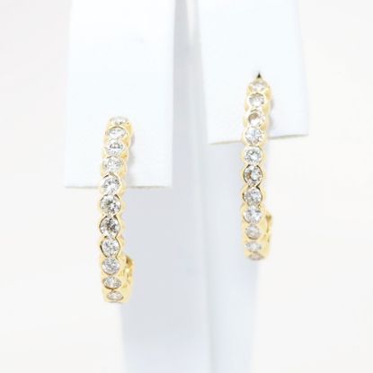 Picture of 14k Yellow Gold & Diamond Open Hoop Earrings