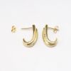 Picture of 14k Yellow Gold & Baguette Cut Diamond Open Hoop Earrings