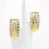 Picture of 14k Yellow Gold & Baguette Cut Diamond Open Hoop Earrings