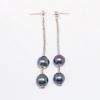 Picture of 14k White Gold  & Double Black Pearl Dangle Earrings