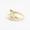 Picture of 14k Yellow Gold and Pearl Solitaire Ring with Diamond Accents