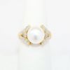 Picture of 14k Yellow Gold and Pearl Solitaire Ring with Diamond Accents