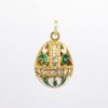 Picture of Russian Gilt Sterling Silver, Green & White Cloisonné Enamel & CZ Egg Charm/Pendant