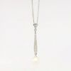 Picture of 14k White Gold & Pearl Drop Necklace with Diamond Accents