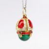 Picture of Gilt Sterling Silver, Malachite & Red Guilloche Enamel Egg Charm/Pendant with Garnet Accents