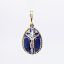 Picture of Gilt Sterling Silver & Blue Guilloche Enamel Egg Pendant with Cross & CZ Accents