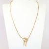 Picture of 14k Yellow Gold Box Chain Bow Necklace with Pearl Tips