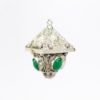 Picture of Vintage Italian .800 Silver & Green Glass Cabochon Etruscan Revival Hinged Charm