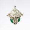 Picture of Vintage Italian .800 Silver & Green Glass Cabochon Etruscan Revival Hinged Charm