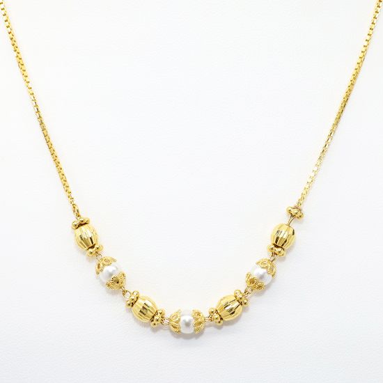 Picture of Vintage Inspired 22k Yellow Gold & Pearl Necklace