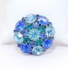 Picture of Vintage Signed Weiss, Blue & Teal Round Domed Rhinestone Brooch