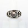 Picture of 14k White Gold & Solitaire Black Pearl with Elliptical Diamond Halo Statement Ring