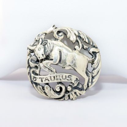 Picture of Vintage Mid Century Peruzzi (Italy) Sterling Silver Taurus Zodiac Brooch