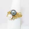 Picture of Vintage 18k Yellow Gold & Black & White Pearl with Diamond Accents Modernist Ring