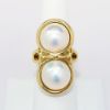 Picture of 18k Yellow Gold & Double White Mabe Pearl Statement Ring