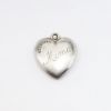 Picture of Antique Sterling Silver & Enamel Puffy Heart Charm with Pansy and 'A Thought for Me'