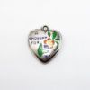 Picture of Antique Sterling Silver & Enamel Puffy Heart Charm with Pansy and 'A Thought for Me'