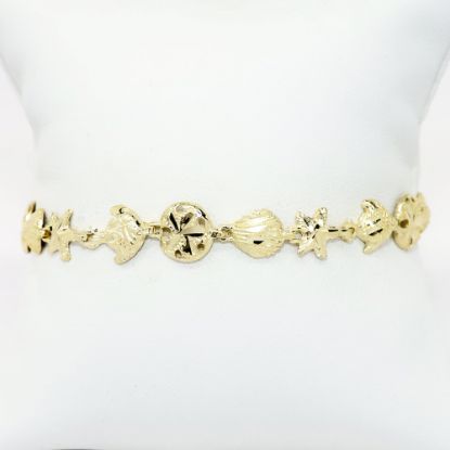 Picture of 14 Yellow Gold Sea Life Links Bracelet