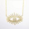 Picture of 14k Yellow Gold & 0.65ct Pavé Set Diamond Evil Eye Necklace