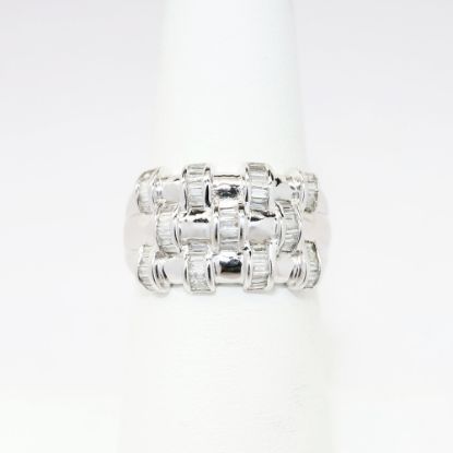 Picture of 14k White Gold & Baguette Cut Diamonds Statement Ring