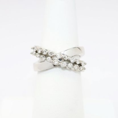 Picture of 14k White Gold & Round Brilliant Cut Diamond Crossover Ring